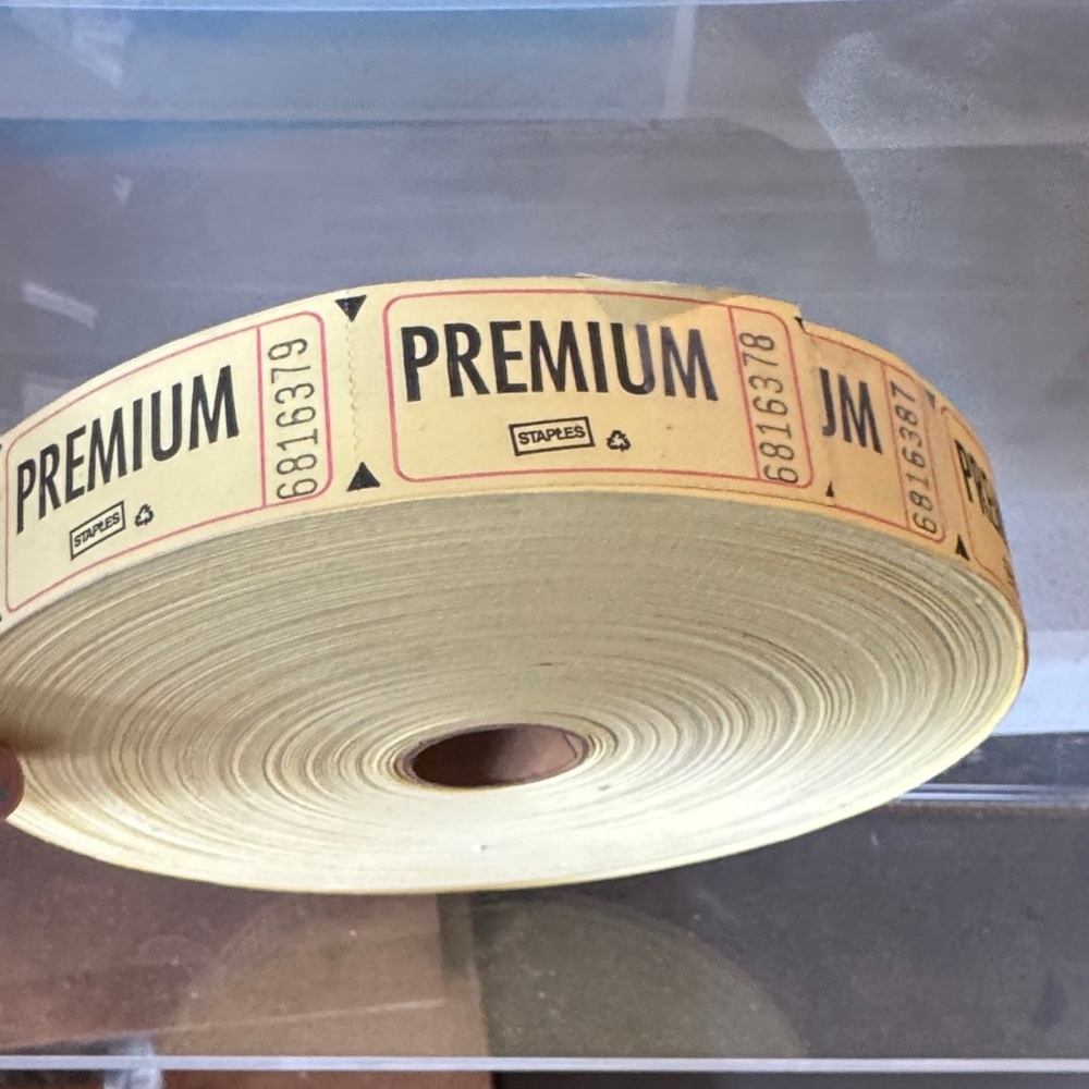 5/$25 Staples Premium Label Yellow Ticket Roll